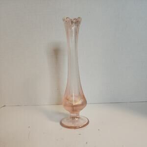 Vtg Fenton Stretch Glass Velva Rose Pink Swung 8" Bud Vase 75th Anniversary